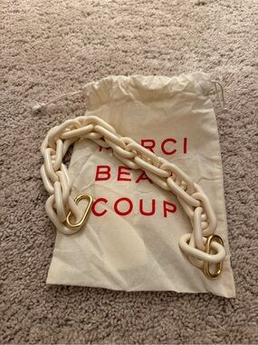 Clare V Cream Chain Strap with Gold Hardware